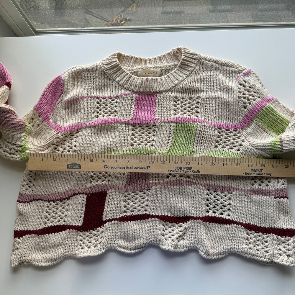 L.A. Hearts Chunky Cotton Colorblock Knit Sweater M - Picture 5 of 9